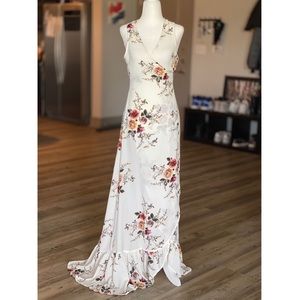 floral wrap around maxi dress